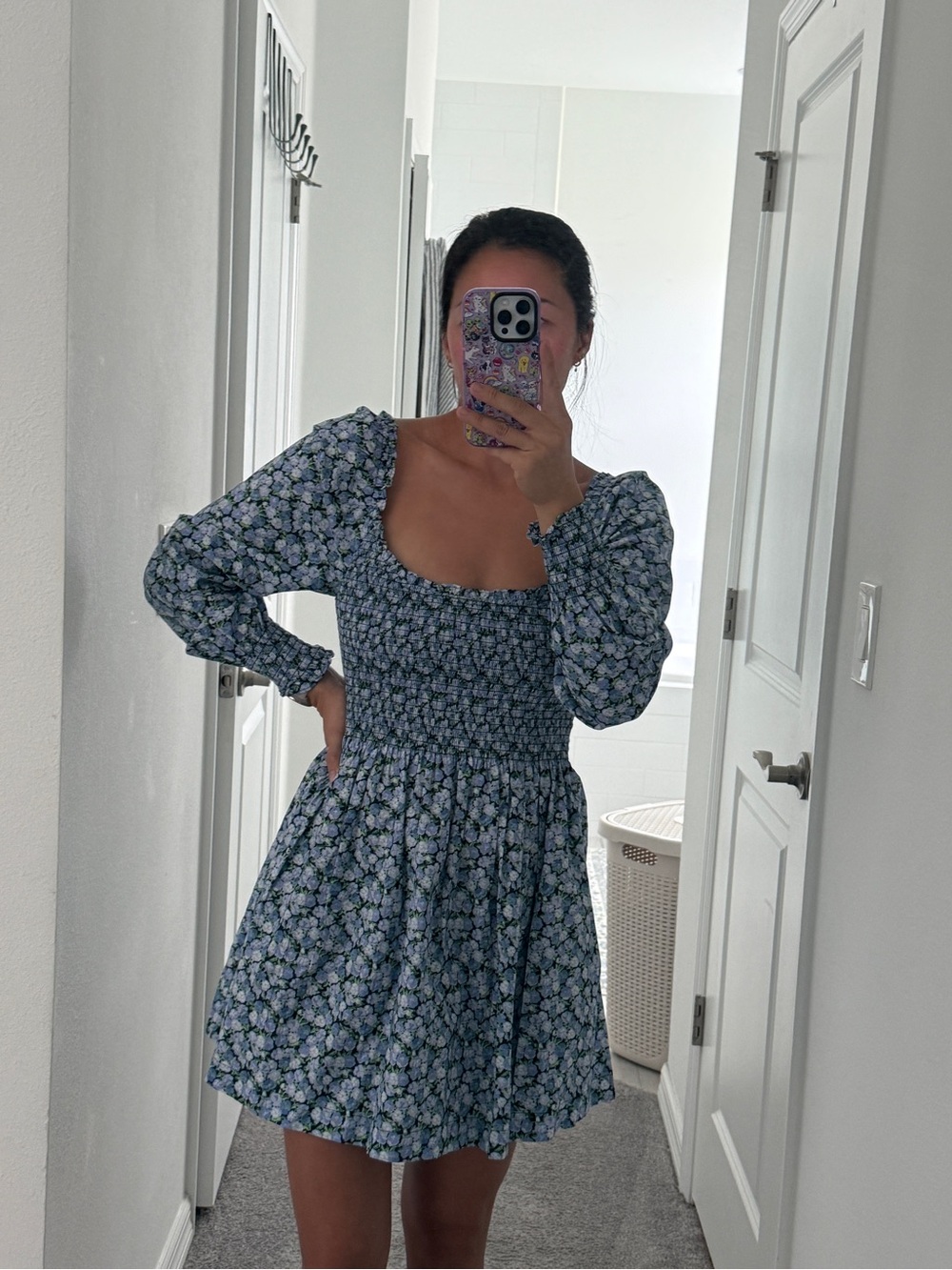 Hill House Norah Nap Blue Floral Dress Size Small